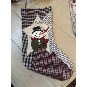 Hobby Lobby Snowman Patchwork Christmas Stocking Plaid Country Farmhouse